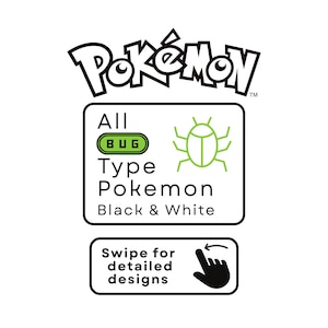 Pokemon Bundle, All Bug Type, Black & White, Digital Designs, SVG, DXF