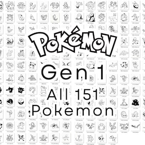 Paquete Pokémon, Generación 1, con 151 diseños digitales completos (archivos SVG, DXF y PNG)
