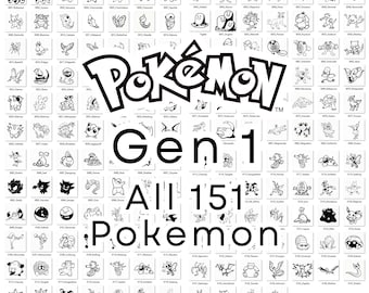 Pokemon Bundle, Generation 1, Complete 151 Digital Designs – SVG, DXF, PNG Files