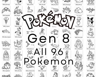 Pokemon Bundle, Generation 8, Complete 96 Digital Designs – SVG, DXF Files