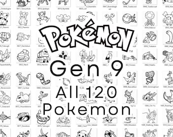 Pokemon Bundle, Generation 9, Complete 120 Digital Designs – SVG, DXF Files