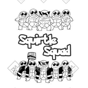 Squirtle Squad, Pokemon, Svg, Dxf, Png, Design for CNC, Laser Cutting, Cricut, Glowforge, Wall Art