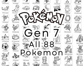 Pokemon Bundle, Generation 7, Complete 88 Digital Designs – SVG, DXF Files