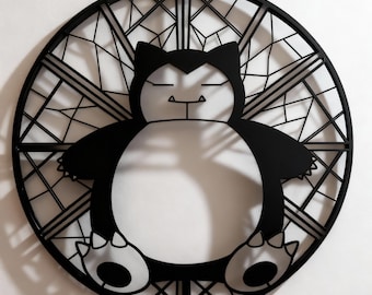 Ronflex, Pokemon, style vitrail, Svg, Dxf, Png, conception pour CNC, découpe laser, Cricut, Glowforge, art mural