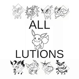 Peut inclure: Illustration en noir et blanc de plusieurs créatures de dessins animés, avec une image centrale d'un personnage touffu ressemblant à un renard. Le mot "ALL" est au-dessus de l'image centrale, et le mot "LUTIONS" est en dessous.