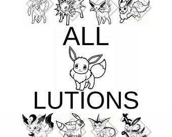 All Eeveelutions Bundle, Svg, Dxf, Png, Design for CNC, Laser Cutting, Cricut, Glowforge, Wall Art