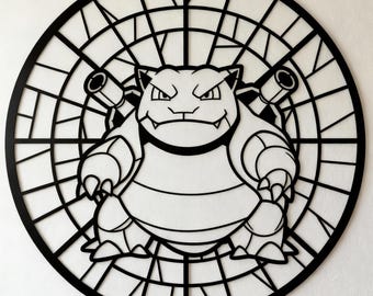 Blastoise, Pokemon, Stained Glass Style, Svg,Dxf,Png, Design for CNC, Laser Cutting, Cricut, Glowforge, Wall Art