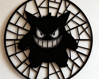 Gengar, Pokemon, Stained Glass Style, Svg,Dxf,Png, Design for CNC, Laser Cutting, Cricut, Glowforge, Wall Art