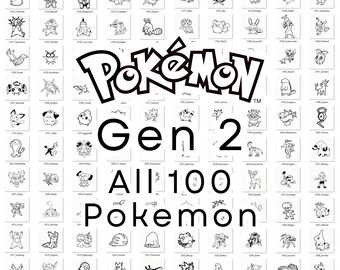 Pokemon Bundle, Generation 2, Complete 100 Digital Designs – SVG, DXF, PNG Files