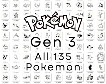 Pokemon Bundle, Generation 3, Complete 135 Digital Designs – SVG, DXF Files