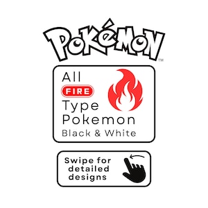 Pokemon Bundle, All Fire Type, Black & White, Digital Designs, SVG, DXF