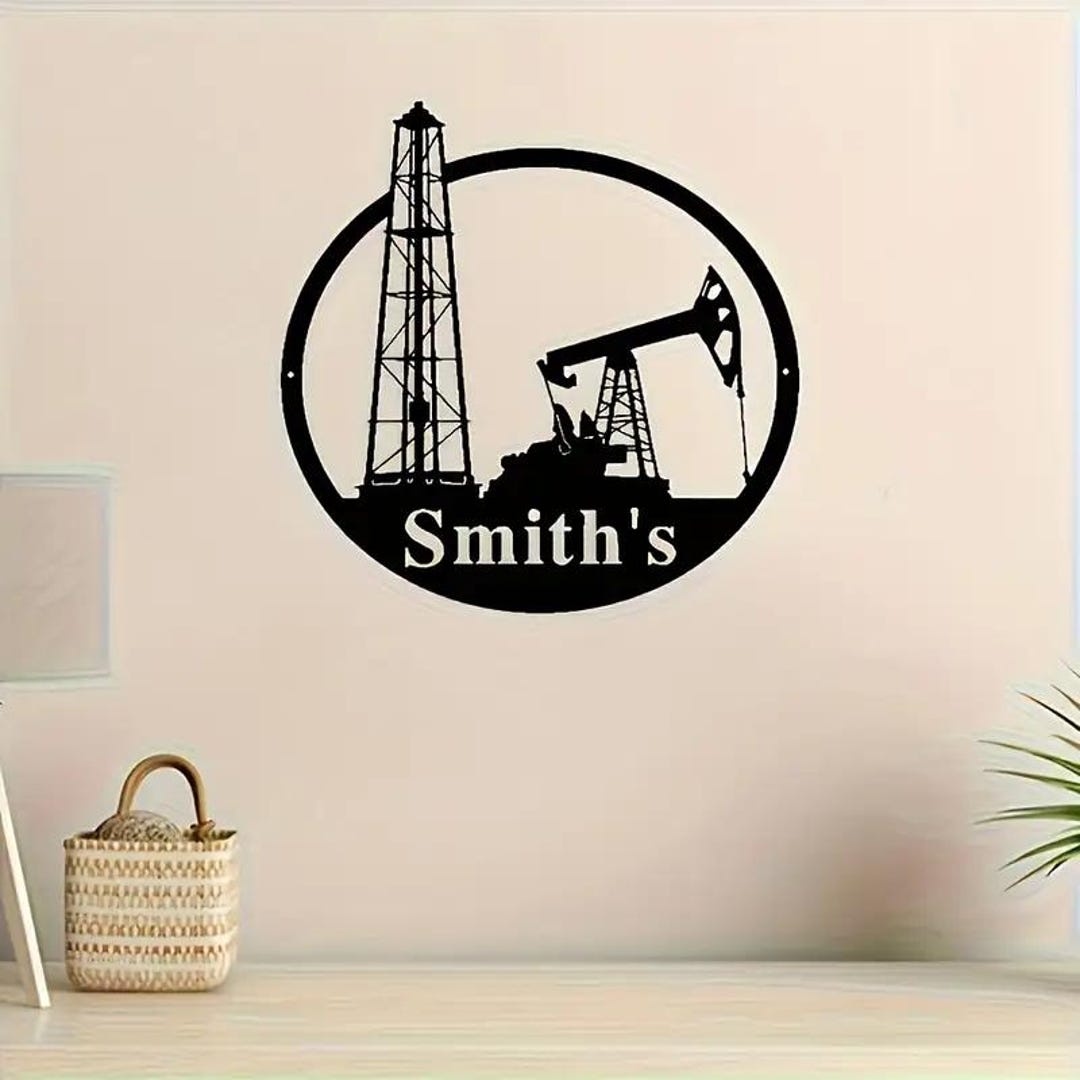 Custom Metal Wall Sign Oil Rig Design – Personalized Industrial Home ...