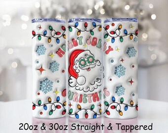 Holly Jolly Christmas Tumbler: 3D Santa & Snowflakes (Digital Download)