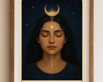 Geduld Tarot Karte Stil Wandkunst, Mystisch Digitaldruck, Boho Spirituell Download