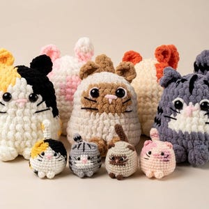 Padrão de chaveiro de gato de crochê: variações para iniciantes em amigurumi (download em PDF)