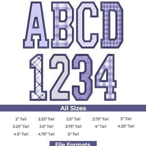 Police d'écriture Tall Academy Satin Stitch Applique, style universitaire, 13 tailles (téléchargement numérique)