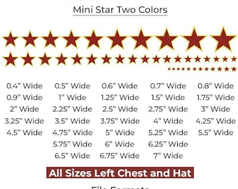 mini star embroidery design , two colors , 31 sizes,