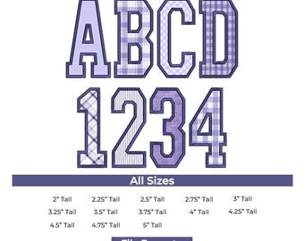 Tall Academy Satin Stitch Applique Font, Varsity Collegiate Style, 13 Sizes (Digital Download)