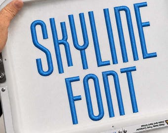Skyline Tall Embroidery Font, Slim Machine Embroidery Alphabet, Tall Narrow Font, Satin Stitch Monogram, 10 Sizes, Digital embroidery files