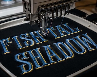 Fishtail Classic Shadow Embroidery Font, Monogram Alphabet A–Z, & 0–9 Numbers, Machine Embroidery Letters, Instant Download