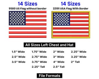 American Flag Embroidery Design Pack, 2 Styles, Multiple Sizes (Digital Download)