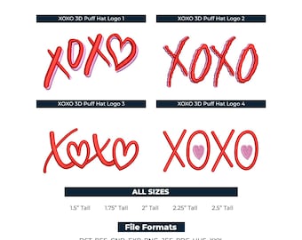 XOXO 3D Puff Machine Embroidery Design,