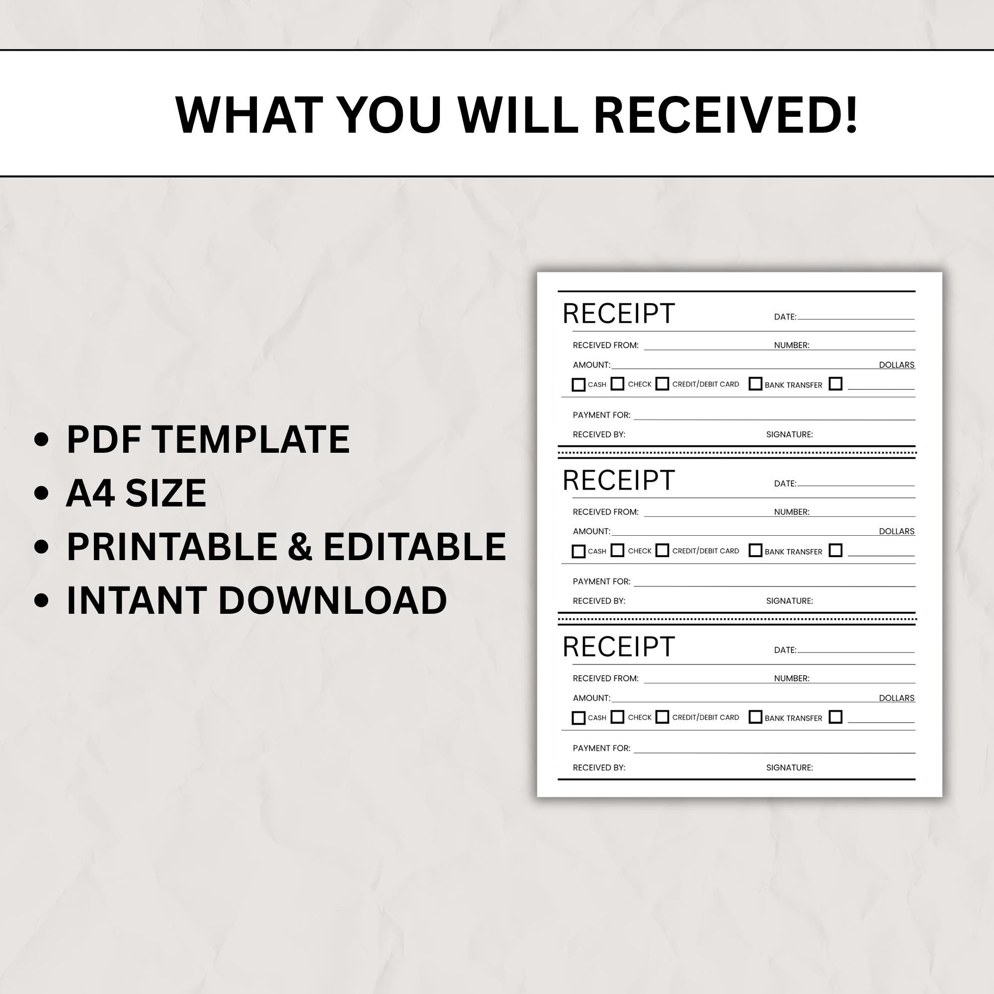 Custom Receipt Blank Template, Income Tracker, Bookkeeping Template ...