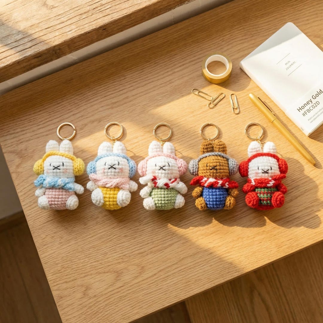 Crochet Mini Rabbit Keychain,sweet Bunny Key Charm,kawaii Bunny ...