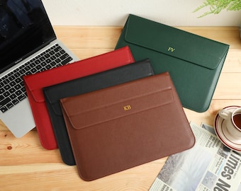 Custom Embossed Laptop Case, Personalised PU Leather Laptop Sleeve, Case For MacBook 13 15 Inch, Gifts for Her,Envelope Stand bag,Laptop bag