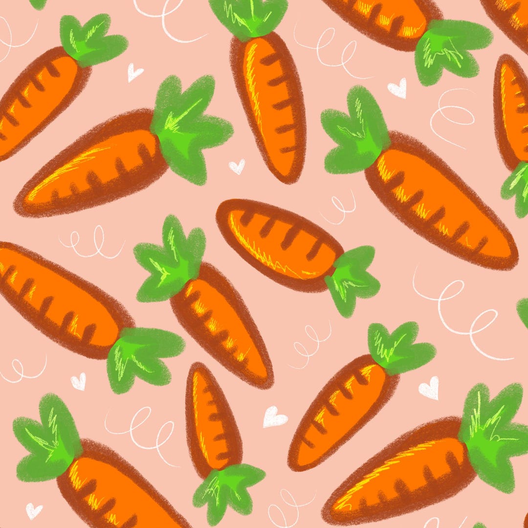 Whimsical Easter Carrot Seamless Pattern – Hand-drawn Spring Design ...