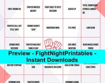 Afdrukbaar bingopakket UFC Fight Night
