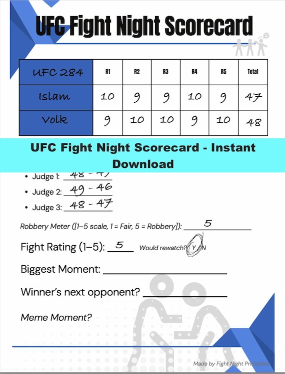 Blank Boxing Scorecard