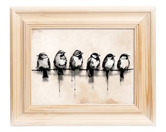 Black and White Birds Wall Art | Minimalist Birds Decor (Digital Download)