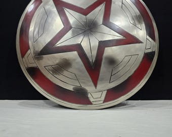 Steel Star Shield: 22-Inch Round Guardian Armor for Cosplay, LARP, Reenactment