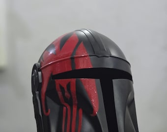 Handmade Steel Mandalorian Helmet | Custom Red Symbol Star Wars Cosplay