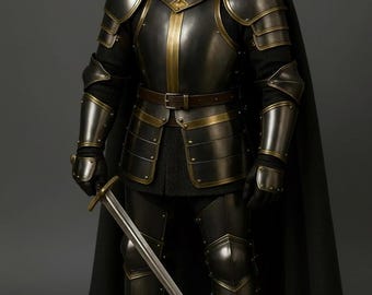 Medieval Knight Full Armor Suit: Crusader Costume with Cape & Sword