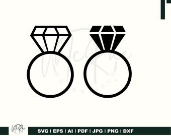 Engagement Ring Icon Design - Minimalist Diamond Ring Graphic - Wedding Invitation Clipart - Bridal Shower Party Print