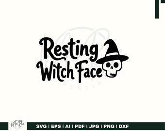 Cara de bruja en reposo SVG / Calavera de bruja de Halloween SVG / Diseño de cita divertida de Halloween / SVG de bruja para camisetas y tazas