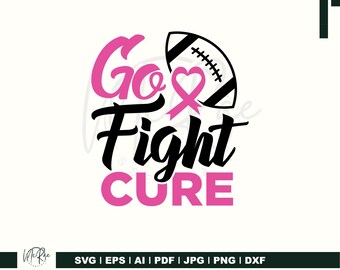 Go Fight Cure Design - Breast Cancer Awareness Football Shirt - Pink Ribbon Graphic - Support Breast Cancer Fighters.