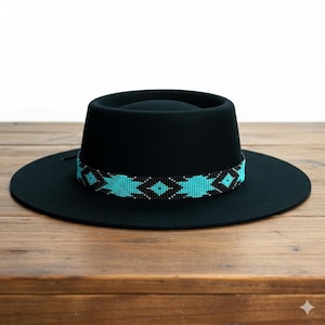 Türkis Perlen Hut Band • Western Cowboy Hut Accessoire