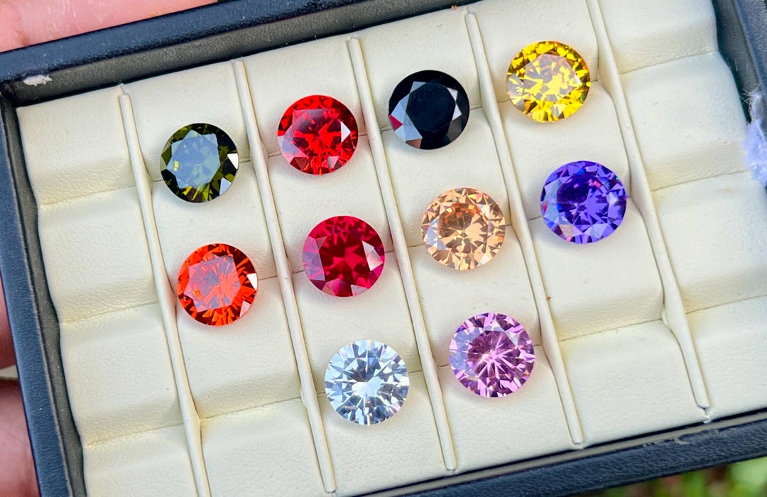 Cubic Zirconia AAA Quality Mix 10 Colors Round Shape Semiprecious CZ ...
