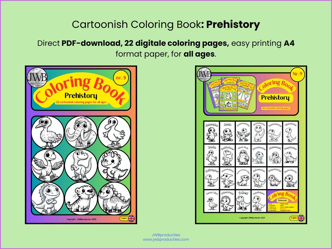 Dinosaur Coloring Book Printable for Kids 22 Cute Prehistoric Animal ...
