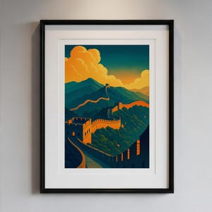 Great Wall of China Travel Print | Beijing Wall Art | Chinese Landmark Poster