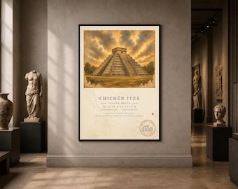 Ancient Earth – Chichén Itzá Archaeology Poster | Printable Wall Art | Digital Download