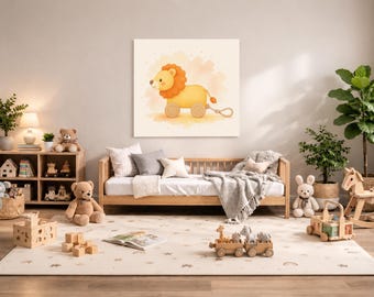 ライオンの子供部屋用ウォールアート（印刷可能） – サファリ風ベビー部屋装飾
