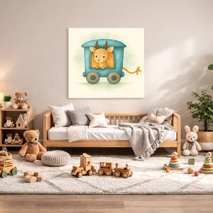 Antelope Nursery Wall Art Printable – Safari Baby Room Decor, Watercolor Animal Train Print, Digital Download image 1