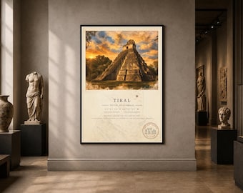 Ancient Earth – Tikal Archaeology Poster | Printable Wall Art | Digital Download