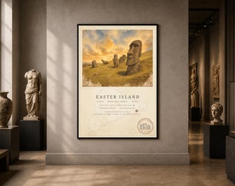 Ancient Earth – Easter Island Archaeology Poster | Printable Wall Art | Digital Download