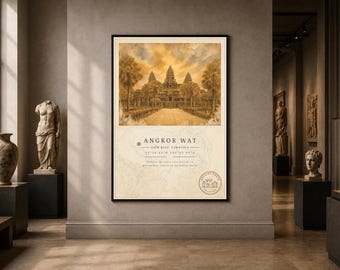 Ancient Earth – Angkor Wat Archaeology Poster | Printable Wall Art | Digital Download