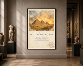 Ancient Earth – Pyramids of Giza Archaeology Poster | Printable Wall Art | Digital Download